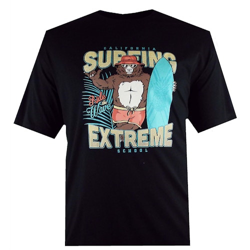 Spionage Surf Extreme Print T-Shirt Schwarz